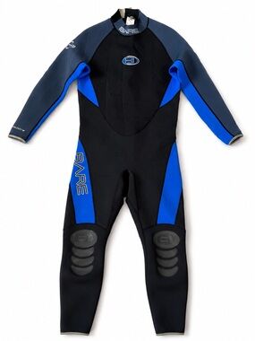 BARE Velocity Hydro Stretch 3/2mm Full Wetsuit Mens L Blue Black Scuba Dive Surf